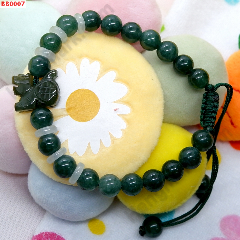 BB0007 สร้อยข้อมือเชือกกิเลนหยก สีเขียวเข้ม ราคา 299 บาท http://ww2.hengmark.com/view_product/BB0007.htm