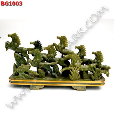 BG1003 ม้า 8 ตัวโจนทะยาน หินสีเขียว ราคา 3200 บาท http://ww2.hengmark.com/view_product/BG1003.htm
