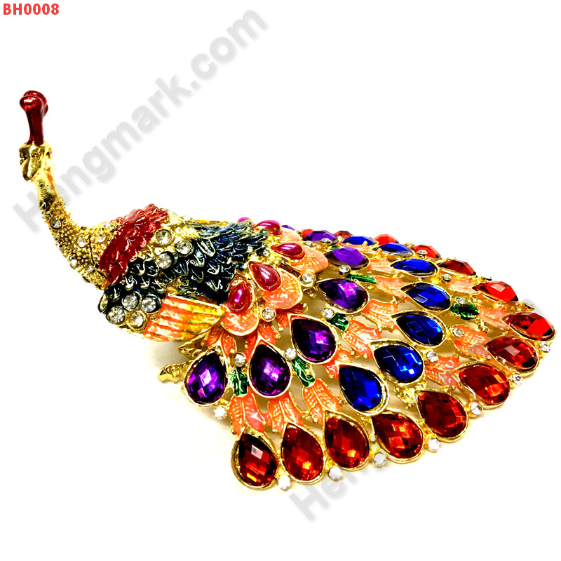 BH0008 นกยูงหางพลอยแดง ตลับเครื่องประดับฝังคริสตัล ราคา 799 บาท http://ww2.hengmark.com/view_product/BH0008.htm