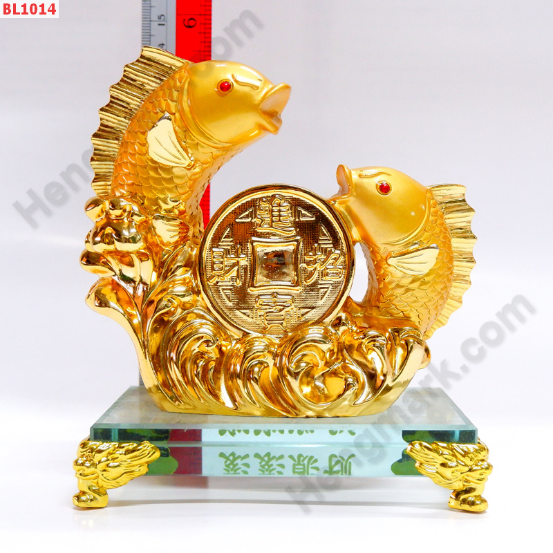 BL1014 ปลาหลีฮื้อทองคู่ฐานกระจก ราคา 999 บาท http://ww2.hengmark.com/view_product/BL1014.htm