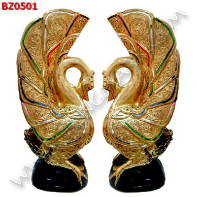 BZ0501 หงส์คู่ ไม้เคลือบทอง ราคา 4999 บาท http://ww2.hengmark.com/view_product/BZ0501.htm