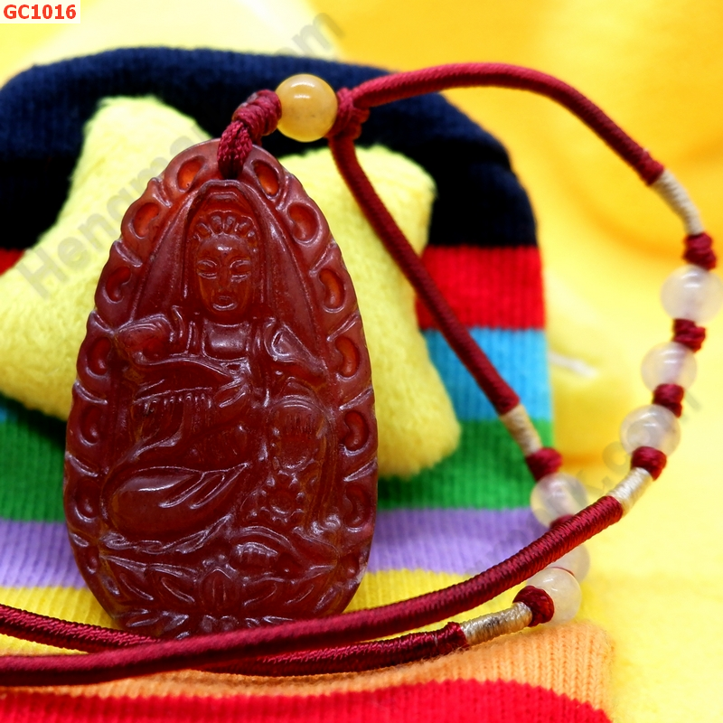 GC1016 เจ้าแม่กวนอิมถือดอกบัว หินสีแดงพร้อมสร้อยเชือก ราคา 199 บาท http://ww2.hengmark.com/view_product/GC1016.htm