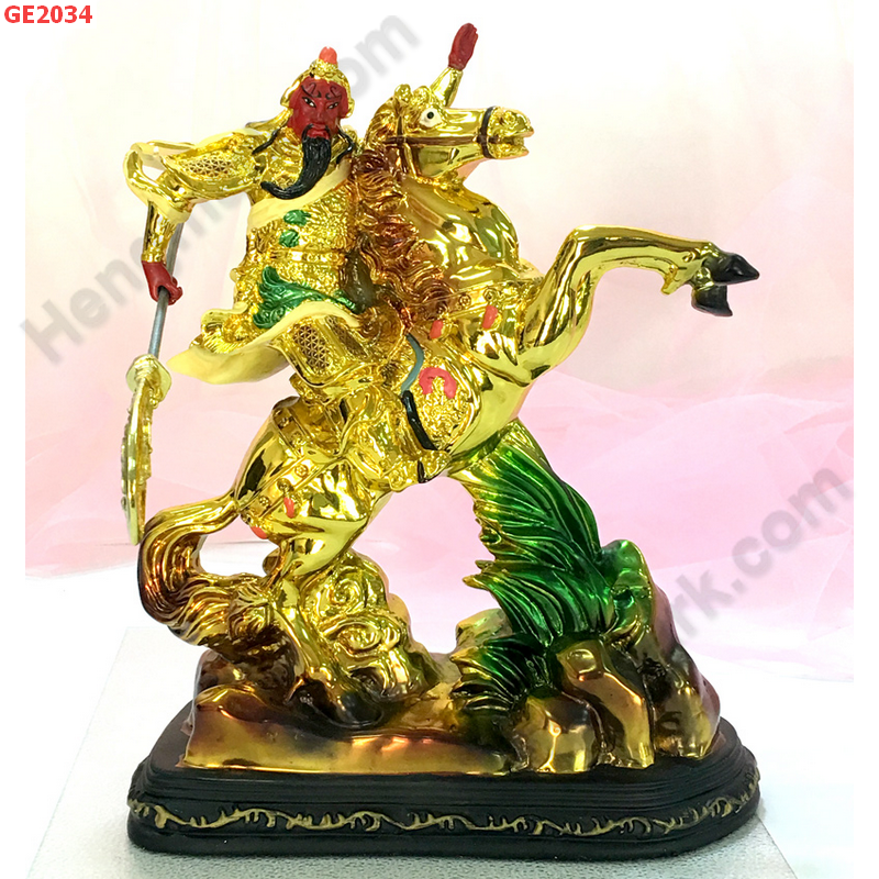 GE2034 เทพกวนอูขี่ม้า เคลือบทอง24K ราคา 2000 บาท http://ww2.hengmark.com/view_product/GE2034.htm