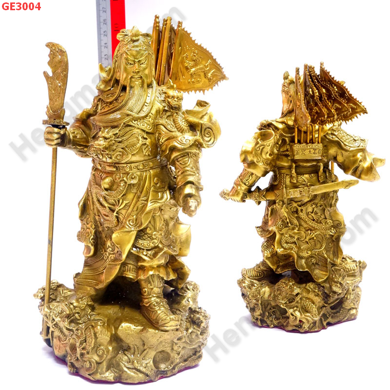 GE3004 เทพกวนอู ยืนมังกร 5 ธง ทองเหลือง ราคา 6500 บาท http://ww2.hengmark.com/view_product/GE3004.htm