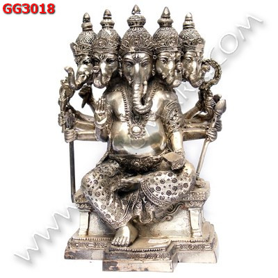 GG3018 พระพิฆเนศทองเหลืองขัดเงิน  5 เศียร ราคา 4500 บาท http://ww2.hengmark.com/view_product/GG3018.htm