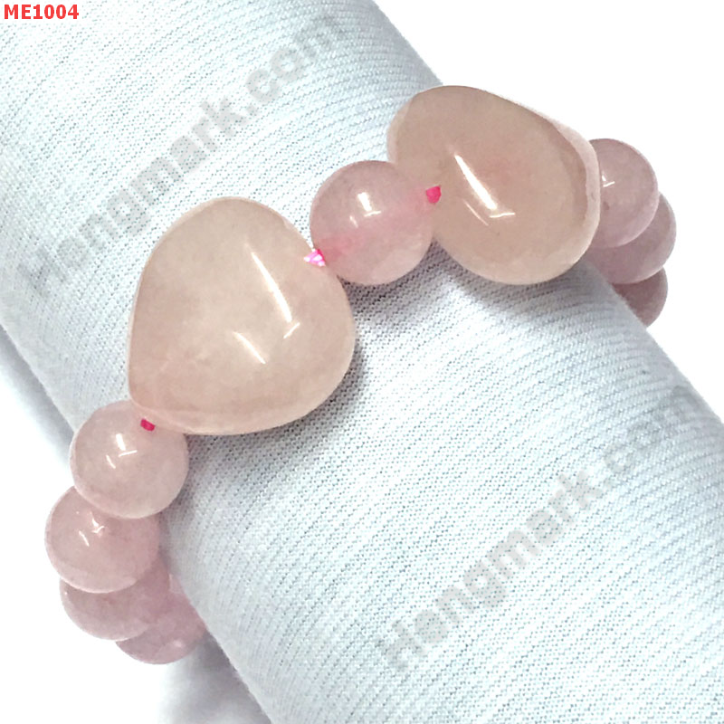 ME1004 สร้อยข้อมือหัวใจคู่ โรสควอตซ์ ราคา 399 บาท http://ww2.hengmark.com/view_product/ME1004.htm