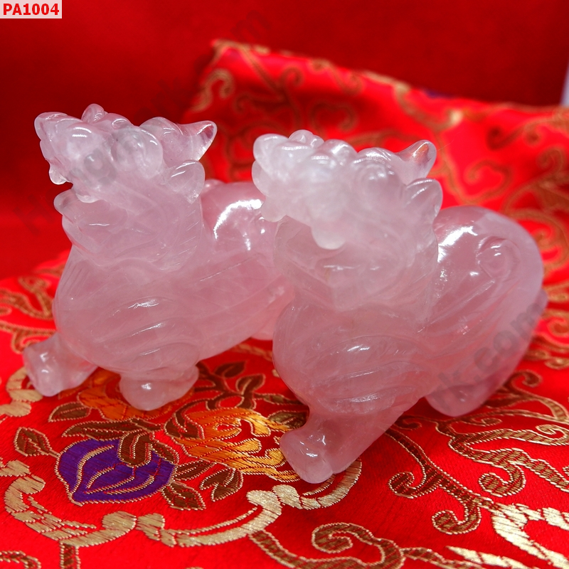 PA1004 ปี่เซียะคู่ตั้งโต๊ะ หินโรสควอตซ์ ราคา 3200 บาท http://ww2.hengmark.com/view_product/PA1004.htm