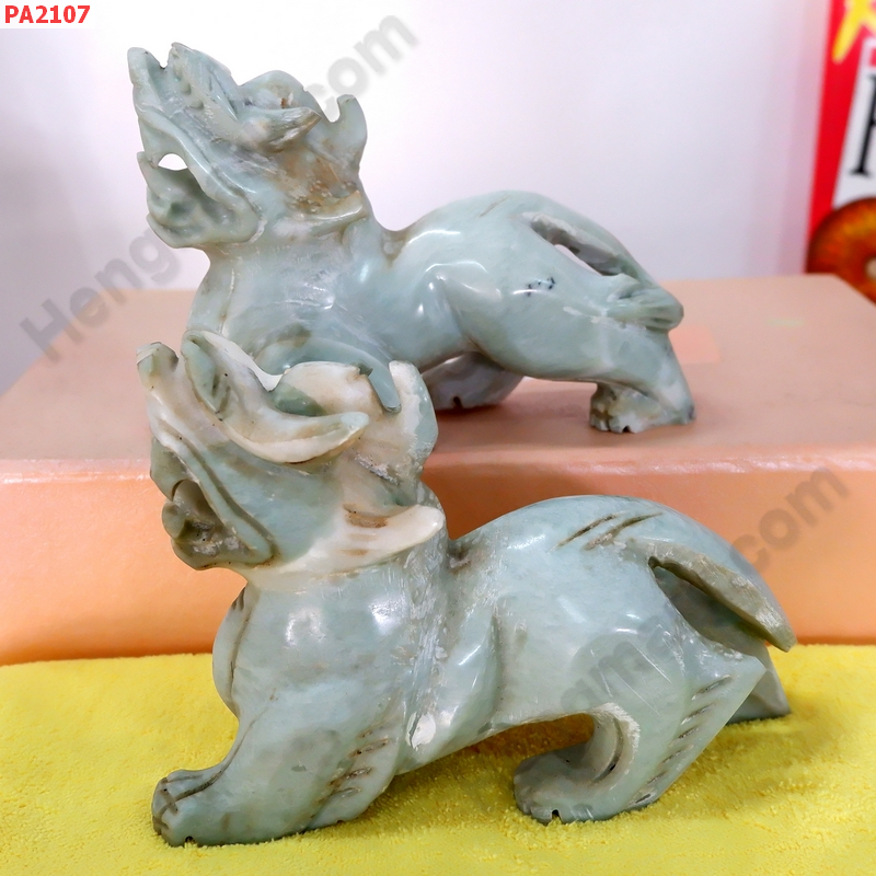 PA2107 ปี่เซียะคู่ตั้งโต๊ะ ไม่มีปีก หินสีเขียว ราคา 1299 บาท http://ww2.hengmark.com/view_product/PA2107.htm