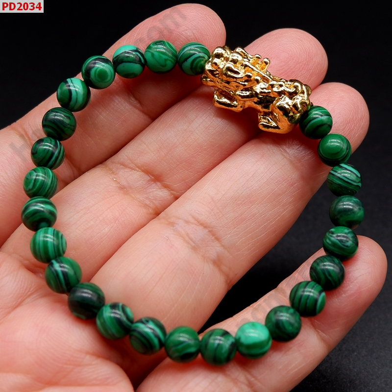 PD2034 สร้อยข้อมือปี่เซียะทอง+หินมาลาไค้ท์ ราคา 249 บาท http://ww2.hengmark.com/view_product/PD2034.htm