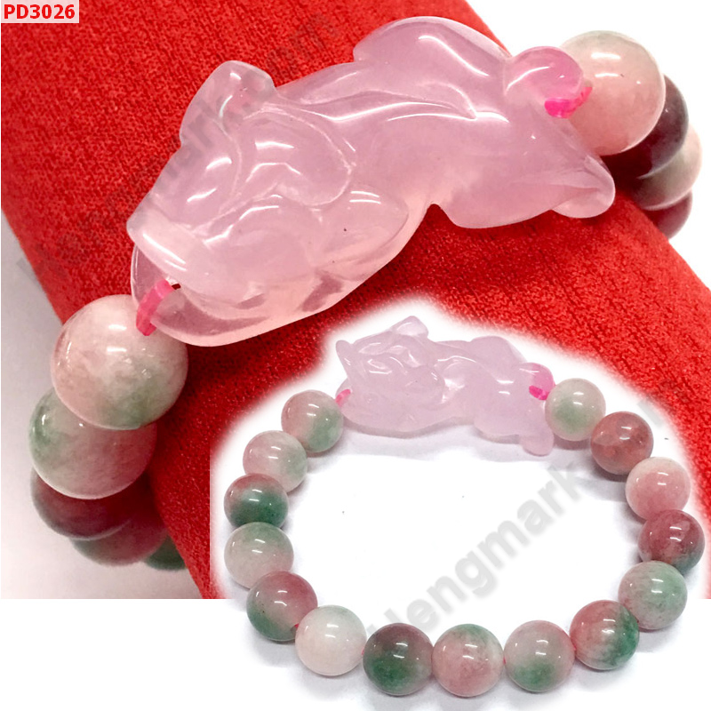 PD3026 สร้อยข้อมือปี่เซียะชมพู ฮกลกซิ่ว ราคา 399 บาท http://ww2.hengmark.com/view_product/PD3026.htm