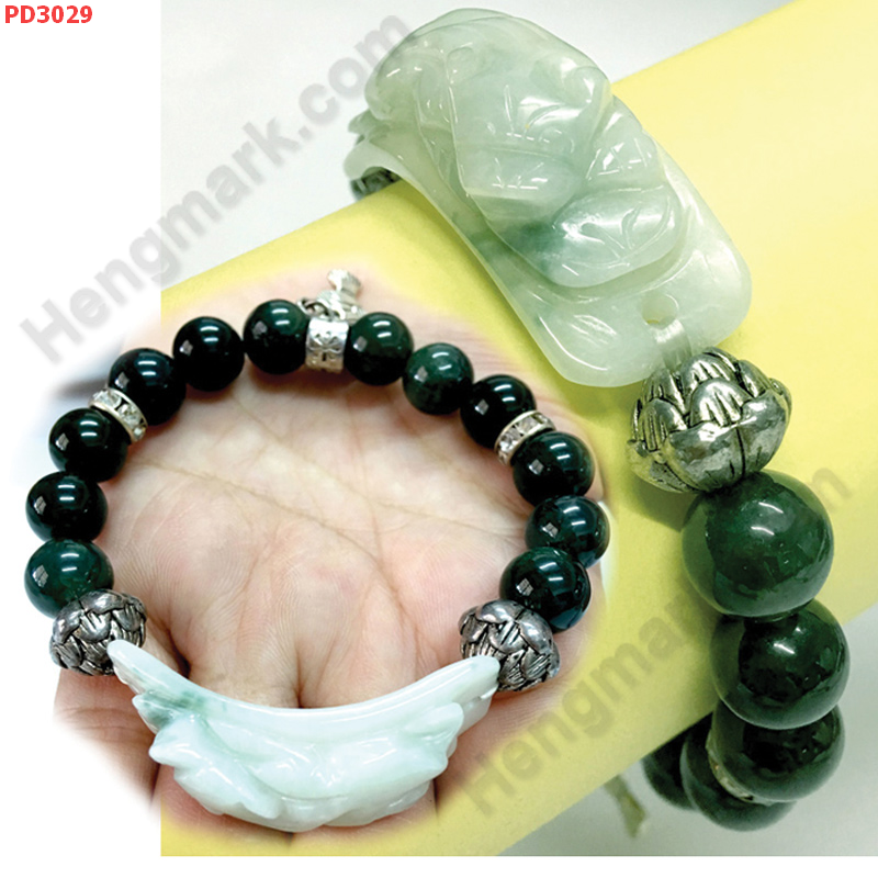 PD3029 สร้อยข้อมือปี่เซียะหยกขาวอมเขียว ราคา 399 บาท http://ww2.hengmark.com/view_product/PD3029.htm