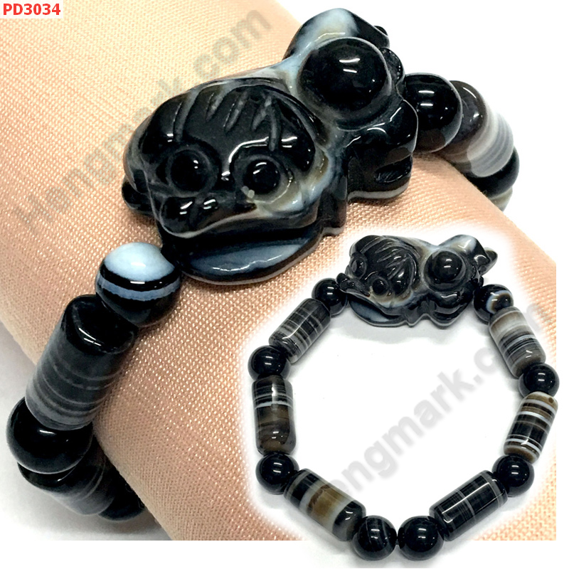 PD3034 สร้อยข้อมือปี่เซียะหินอะเก็ตดำ ราคา 399 บาท http://ww2.hengmark.com/view_product/PD3034.htm