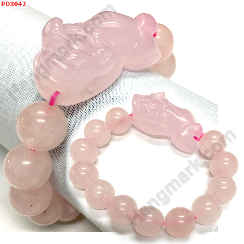 PD3042  สร้อยข้อมือปี่เซียะโรสควอตซ์  ราคา 399 บาท http://ww2.hengmark.com/view_product/PD3042.htm