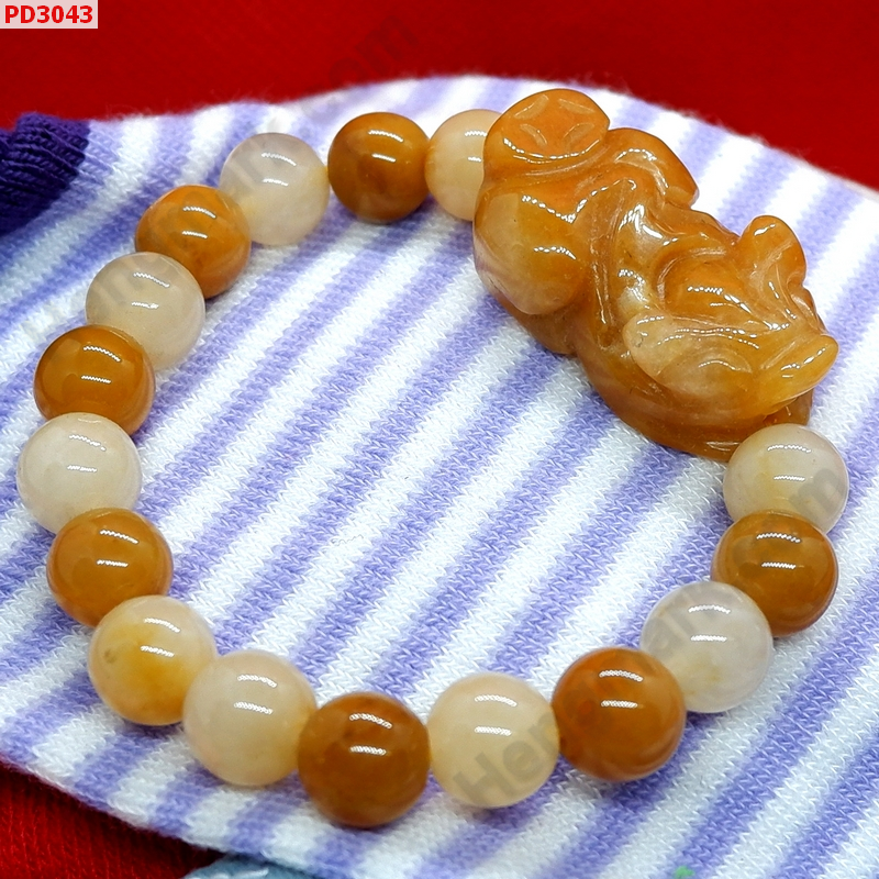 PD3043  สร้อยข้อมือปี่เซียะหยกน้ำผึ้ง ราคา 399 บาท http://ww2.hengmark.com/view_product/PD3043.htm