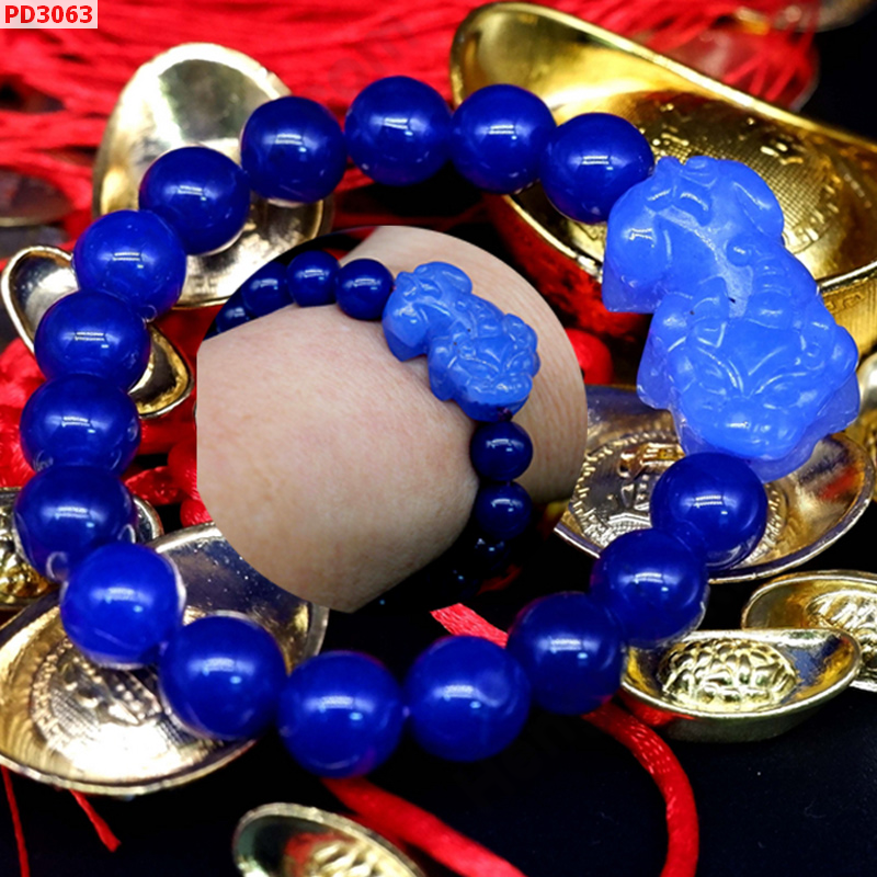 PD3063 สร้อยข้อมือปี่เซียะหินสีฟ้า ราคา 399 บาท http://ww2.hengmark.com/view_product/PD3063.htm