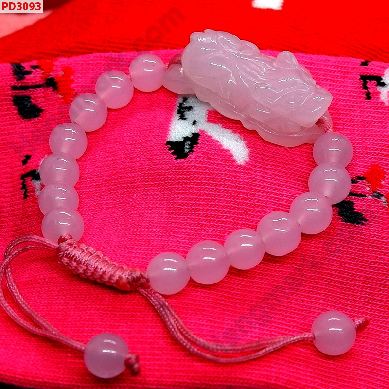 PD3093 สร้อยข้อมือปี่เซียะสีชมพูสร้อยเชือก ราคา 359 บาท http://ww2.hengmark.com/view_product/PD3093.htm