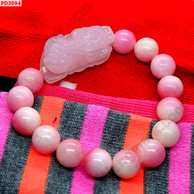 PD3094 สร้อยข้อมือปี่เซียะสีชมพู+หินลูกท้อ ราคา 359 บาท http://ww2.hengmark.com/view_product/PD3094.htm