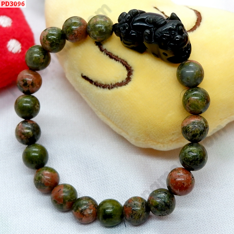 PD3096 สร้อยข้อมือปี่เซียะหินอ็อบสิเดียน+ยูนาไค้ท์ ราคา 399 บาท http://ww2.hengmark.com/view_product/PD3096.htm