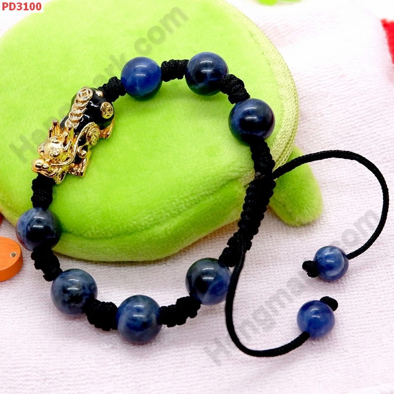 PD3100 สร้อยข้อมือปี่เซียะสีทองลงยาสีน้ำเงิน+ลาพิส ราคา 399 บาท http://ww2.hengmark.com/view_product/PD3100.htm