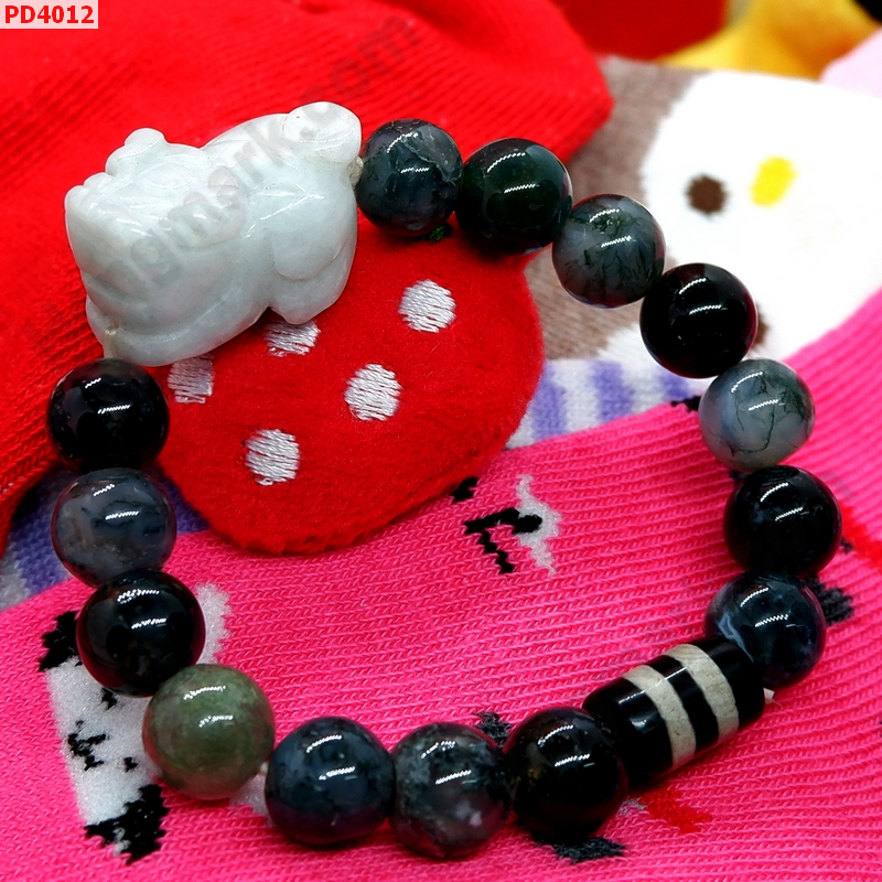PD4012 สร้อยข้อมือปี่เซียะหยกขาวอมเขียว ราคา 499 บาท http://ww2.hengmark.com/view_product/PD4012.htm
