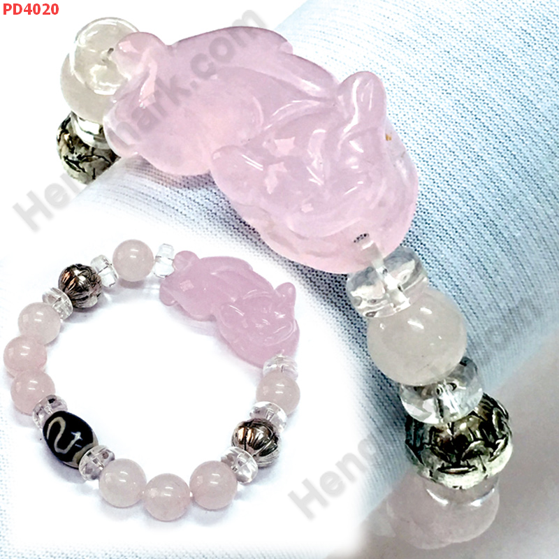 PD4020 สร้อยข้อมือปีเซียะชมพู+DZI ราคา 449 บาท http://ww2.hengmark.com/view_product/PD4020.htm