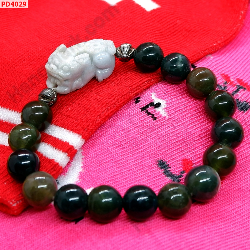 PD4029 สร้อยข้อมือปี่เซียะหยกขาว+มอสอะเก็ต ราคา 449 บาท http://ww2.hengmark.com/view_product/PD4029.htm