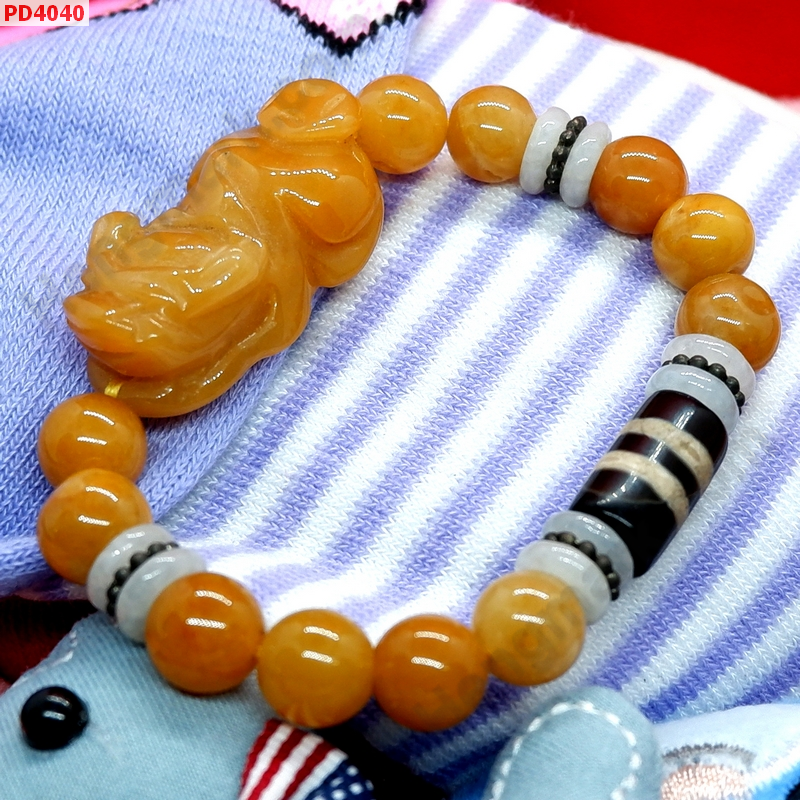 PD4040 สร้อยข้อมือปี่เซียะหยกน้ำผึ้ง+DZI ราคา 499 บาท http://ww2.hengmark.com/view_product/PD4040.htm