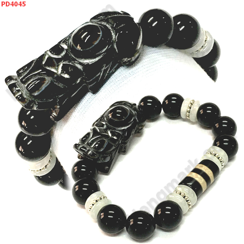 PD4045  สร้อยข้อมือปี่เซียะหินอะเก็ต+DZI ราคา 499 บาท http://ww2.hengmark.com/view_product/PD4045.htm
