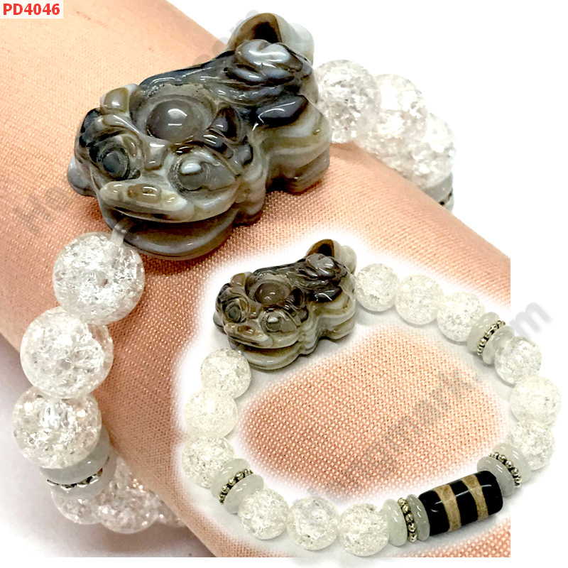 PD4046  สร้อยข้อมือปี่เซียะหินอะเก็ต+DZI ราคา 499 บาท http://ww2.hengmark.com/view_product/PD4046.htm