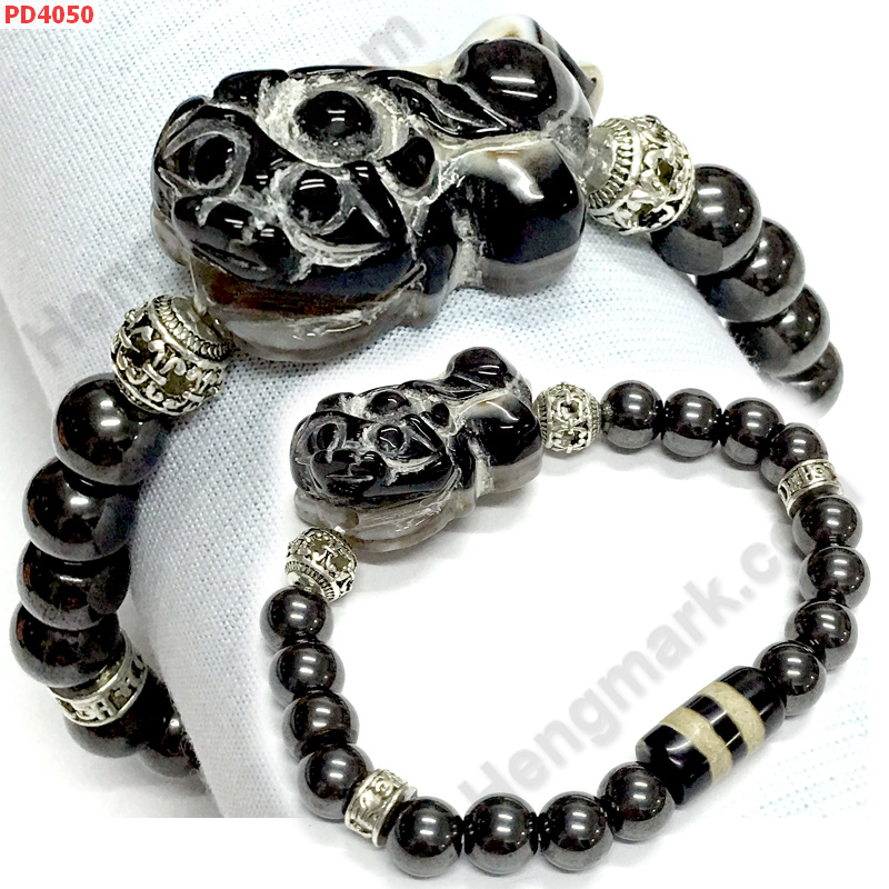 PD4050  สร้อยข้อมือปี่เซียะหินอะเก็ต+DZI ราคา 449 บาท http://ww2.hengmark.com/view_product/PD4050.htm