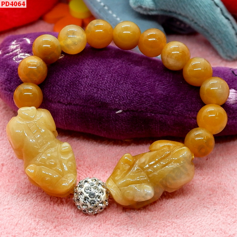 PD4064 สร้อยข้อมือปี่เซียะคู่ หยกน้ำผึ้ง ราคา 499 บาท http://ww2.hengmark.com/view_product/PD4064.htm