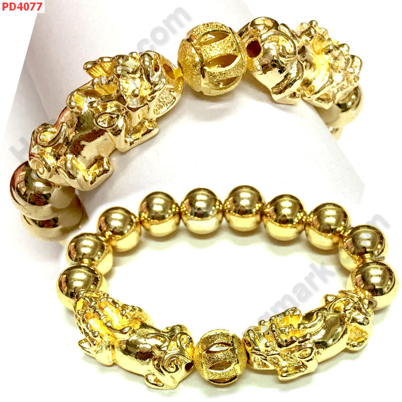 PD4077 สร้อยข้อมือปี่เซียะโลหะทองคู่ ราคา 439 บาท http://ww2.hengmark.com/view_product/PD4077.htm