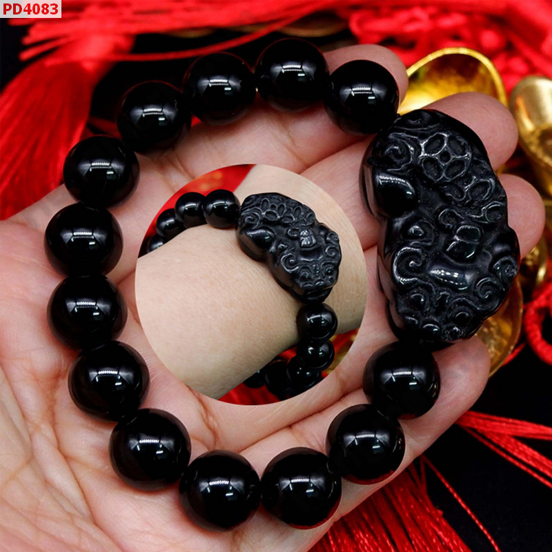 PD4083 สร้อยข้อมือปี่เซียะหินดำ ราคา 499 บาท http://ww2.hengmark.com/view_product/PD4083.htm