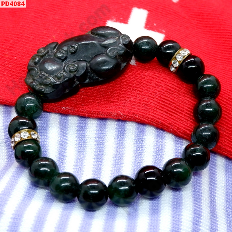 PD4084 สร้อยข้อมือปี่เซียะหยกเขียวดำ ราคา 499 บาท http://ww2.hengmark.com/view_product/PD4084.htm