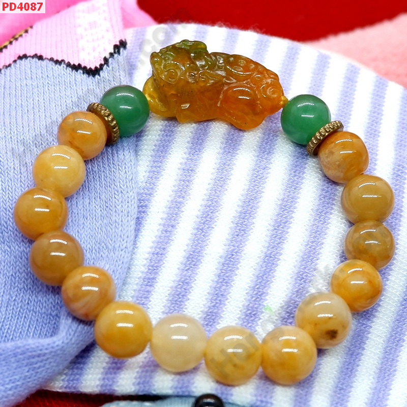 PD4087 สร้อยข้อมือปี่เซียะหินหยกเหลืองเขียว ราคา 479 บาท http://ww2.hengmark.com/view_product/PD4087.htm