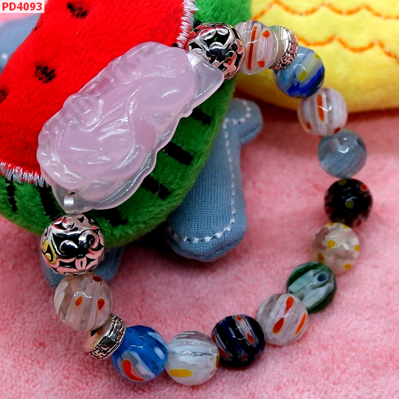PD4093 สร้อยข้อมือปี่เซียะหินโรสควอตซ์+หินลายแฟนซี ราคา 469 บาท http://ww2.hengmark.com/view_product/PD4093.htm