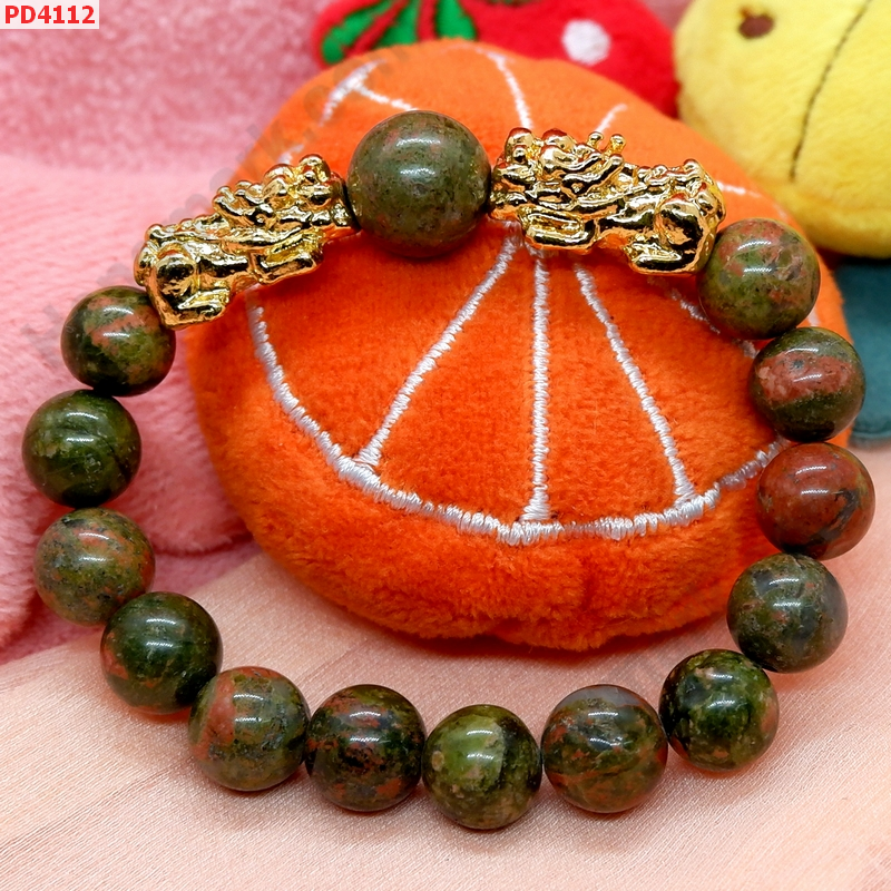 PD4112 สร้อยข้อมือปี่เซียะทองคู่+หินยูนาไค้ท์ ราคา 449 บาท http://ww2.hengmark.com/view_product/PD4112.htm