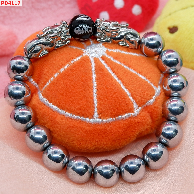 PD4117 สร้อยข้อมือปี่เซียะสีเงินคู่+ไพไรต์ ราคา 429 บาท http://ww2.hengmark.com/view_product/PD4117.htm