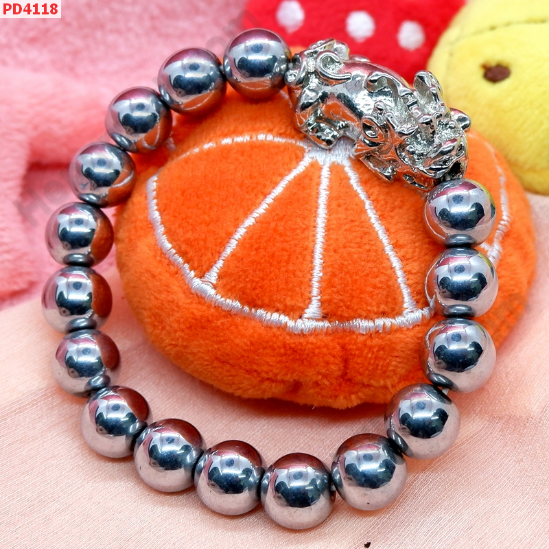 PD4118 สร้อยข้อมือปี่เซียะสีเงิน+ไพไรต์ ราคา 459 บาท http://ww2.hengmark.com/view_product/PD4118.htm