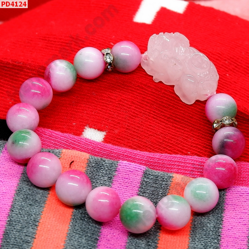 PD4124 สร้อยข้อมือปี่เซียะหินโรสควอตซ์สีชมพู ราคา 479 บาท http://ww2.hengmark.com/view_product/PD4124.htm