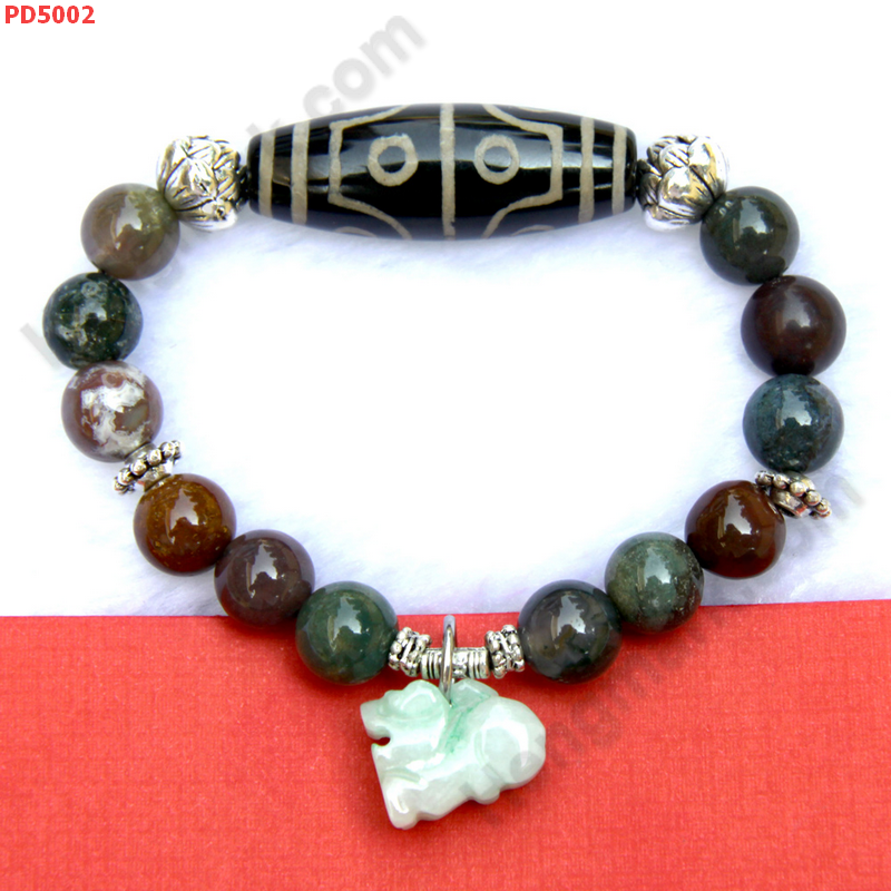 PD5002 สร้อยข้อมือปี่เซียะหยกขาวอมเขียว หินDZI 8 ตา ราคา 549 บาท http://ww2.hengmark.com/view_product/PD5002.htm