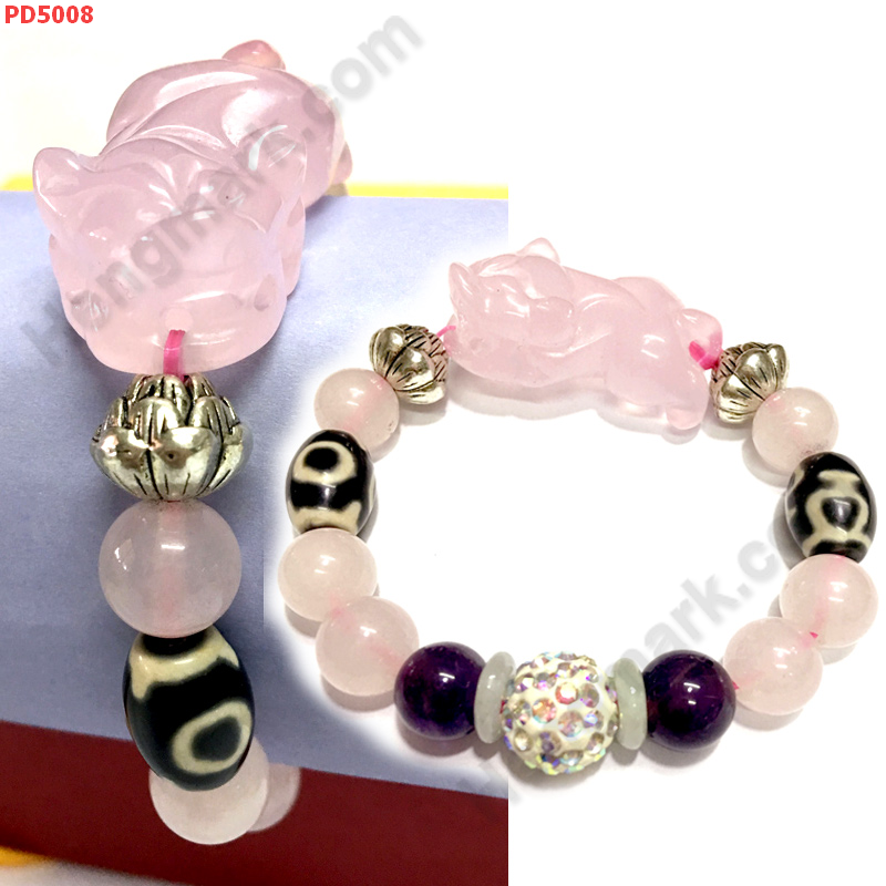PD5008 สร้อยข้อมือปี่เซียะชมพู หินDZI ราคา 579 บาท http://ww2.hengmark.com/view_product/PD5008.htm