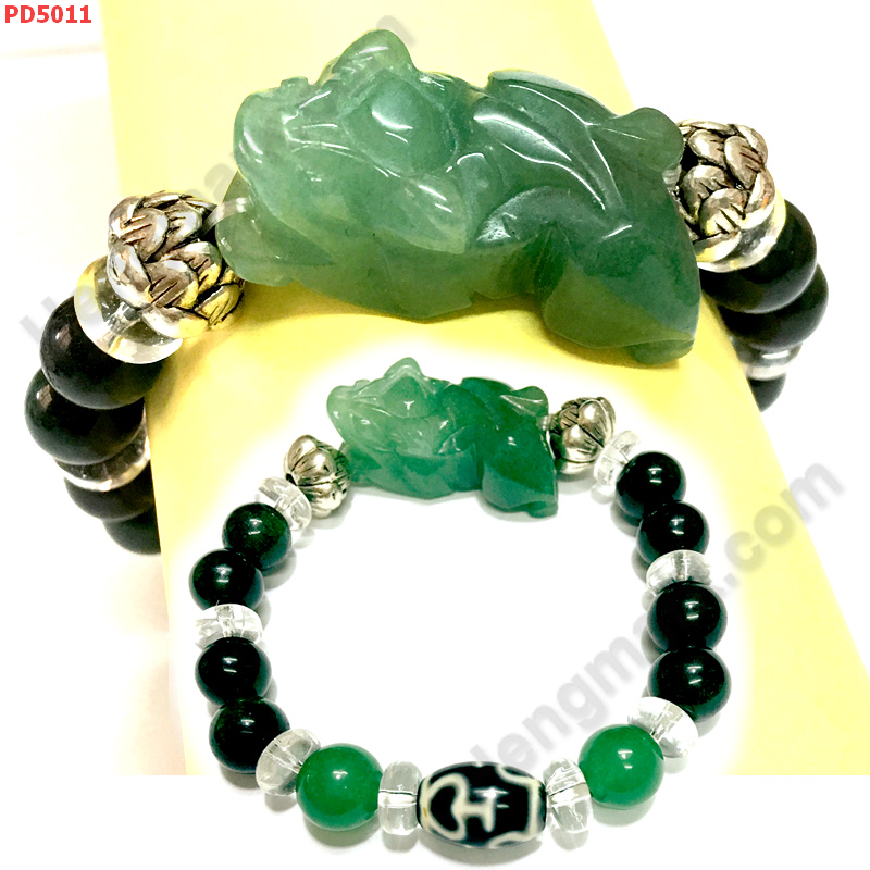 PD5011 สร้อยข้อมือปีเซียะหยกเขียว+DZI ราคา 529 บาท http://ww2.hengmark.com/view_product/PD5011.htm
