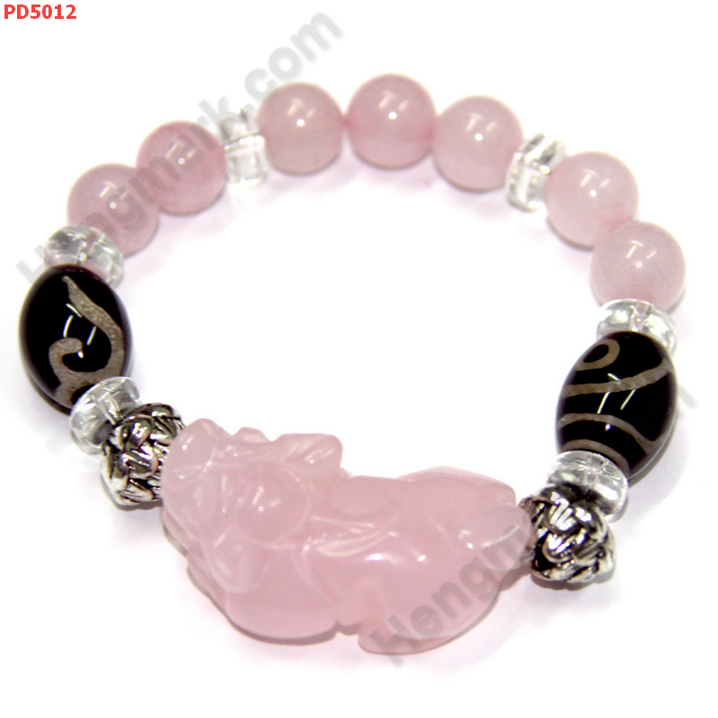 PD5012 สร้อยข้อมือปีเซียะชมพู+DZI ราคา 529 บาท http://ww2.hengmark.com/view_product/PD5012.htm