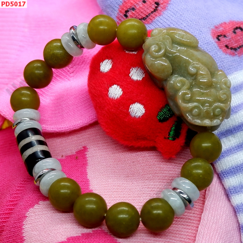 PD5017 สร้อยข้อมือปี่เซียะหยกเขียวมะนาว+DZI ราคา 599 บาท http://ww2.hengmark.com/view_product/PD5017.htm