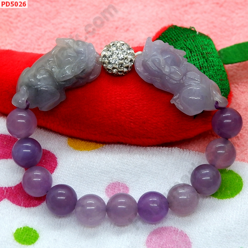 PD5026 สร้อยข้อมือปี่เซียะคู่ หยกม่วง ราคา 599 บาท http://ww2.hengmark.com/view_product/PD5026.htm