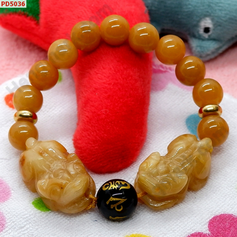 PD5036 สร้อยข้อมือปี่เซียะ สร้อยข้อมือปี่เซียะหยกน้ำผึ้งคู่ ราคา 549 บาท http://ww2.hengmark.com/view_product/PD5036.htm