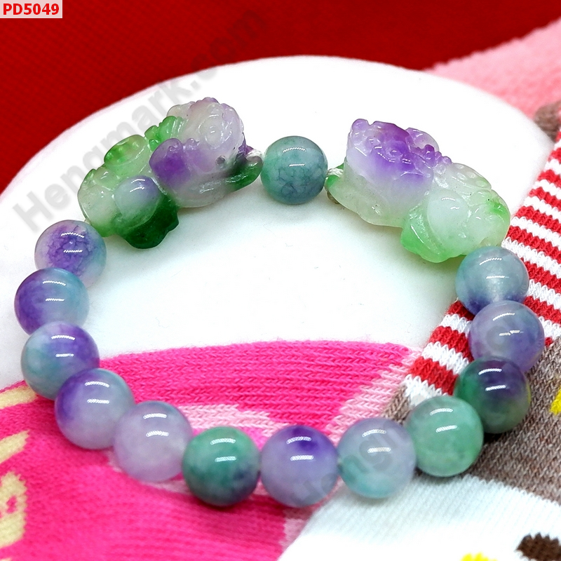 PD5049 สร้อยข้อมือปี่เซียะคู่ หินหยก 5 สี ราคา 599 บาท http://ww2.hengmark.com/view_product/PD5049.htm