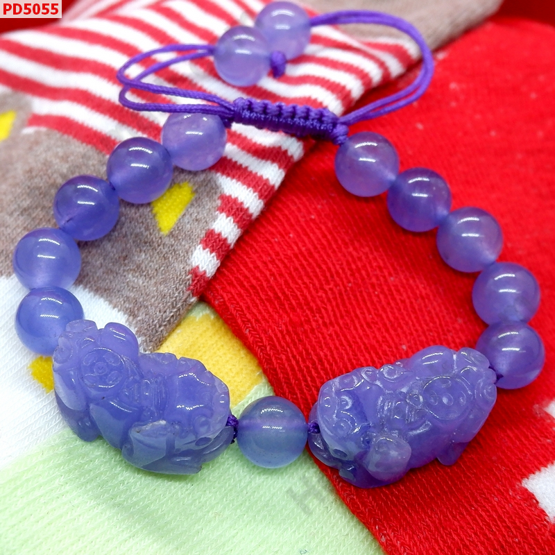 PD5055 สร้อยข้อมือปี่เซียะคู่ หินหยกสีม่วง สร้อยเชือก ราคา 599 บาท http://ww2.hengmark.com/view_product/PD5055.htm