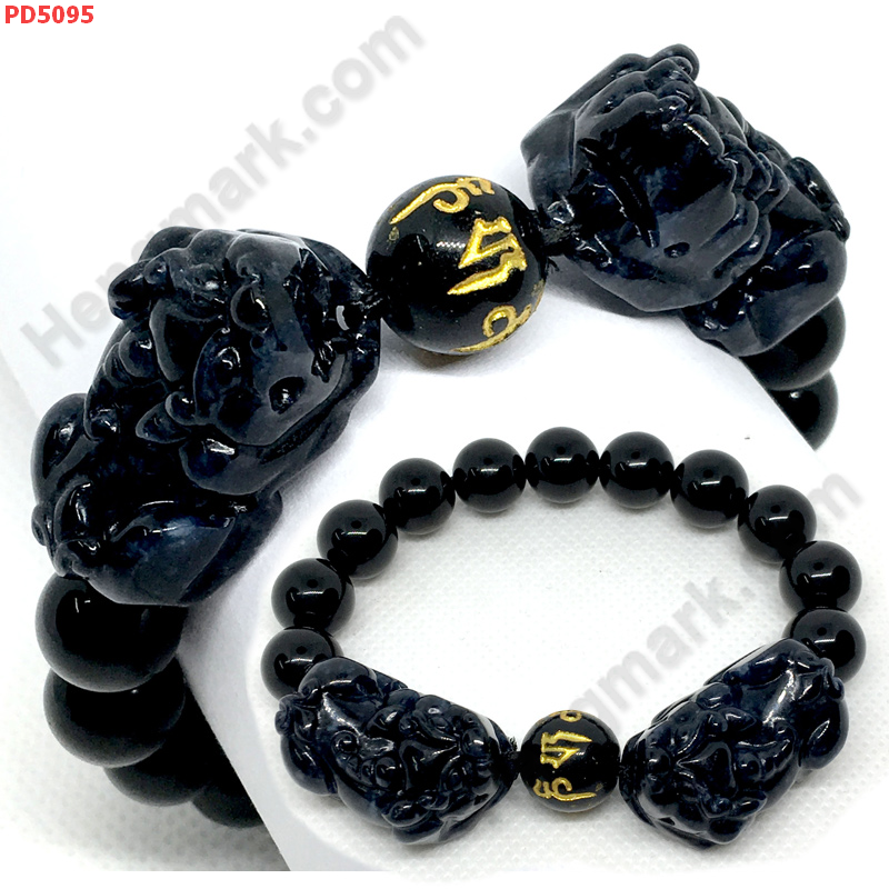 PD5095 สร้อยข้อมือปี่เซียะคู่หินอะเกตดำ+คาถาทิเบต ราคา 599 บาท http://ww2.hengmark.com/view_product/PD5095.htm